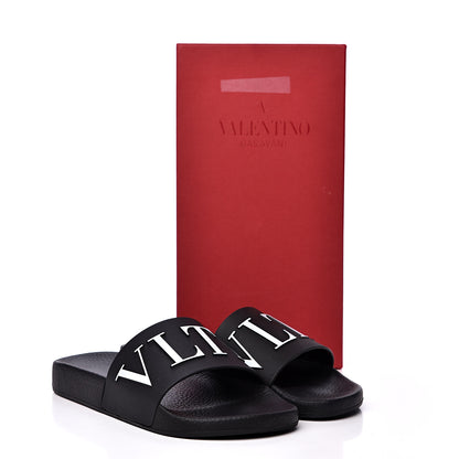 Valentino Garavani Rubber VLTN Pool Slide Sandals 39 Black 8 of 8