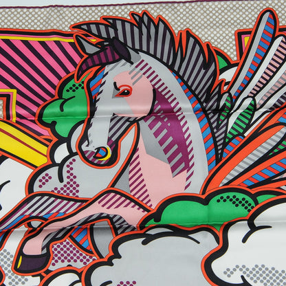 Hermes Silk Pegase Pop Scarf 70 Rose Beige Vert 7 of 7