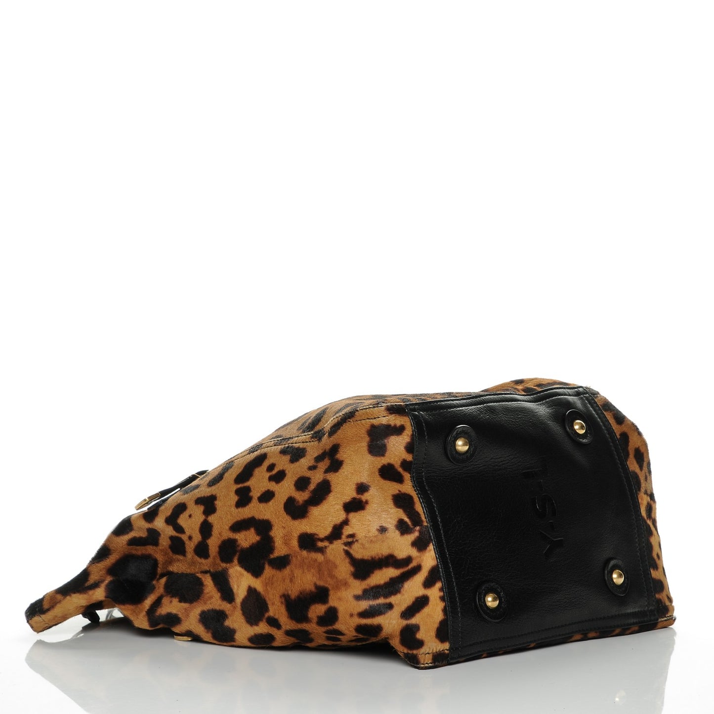 Pony Hair Leopard Print Large Downtown Tote Black