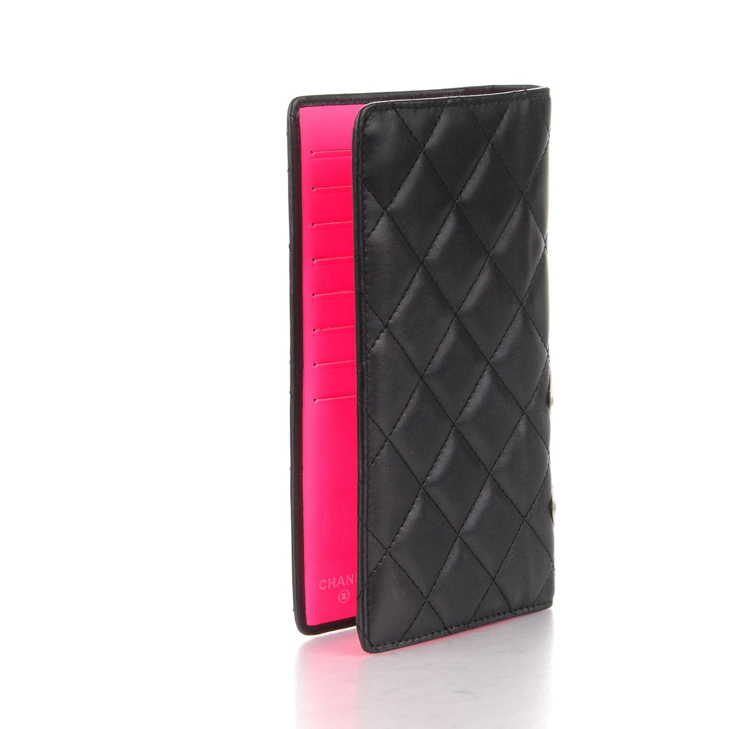Chanel Calfskin Quilted Cambon Yen Wallet Black White 3 of 9