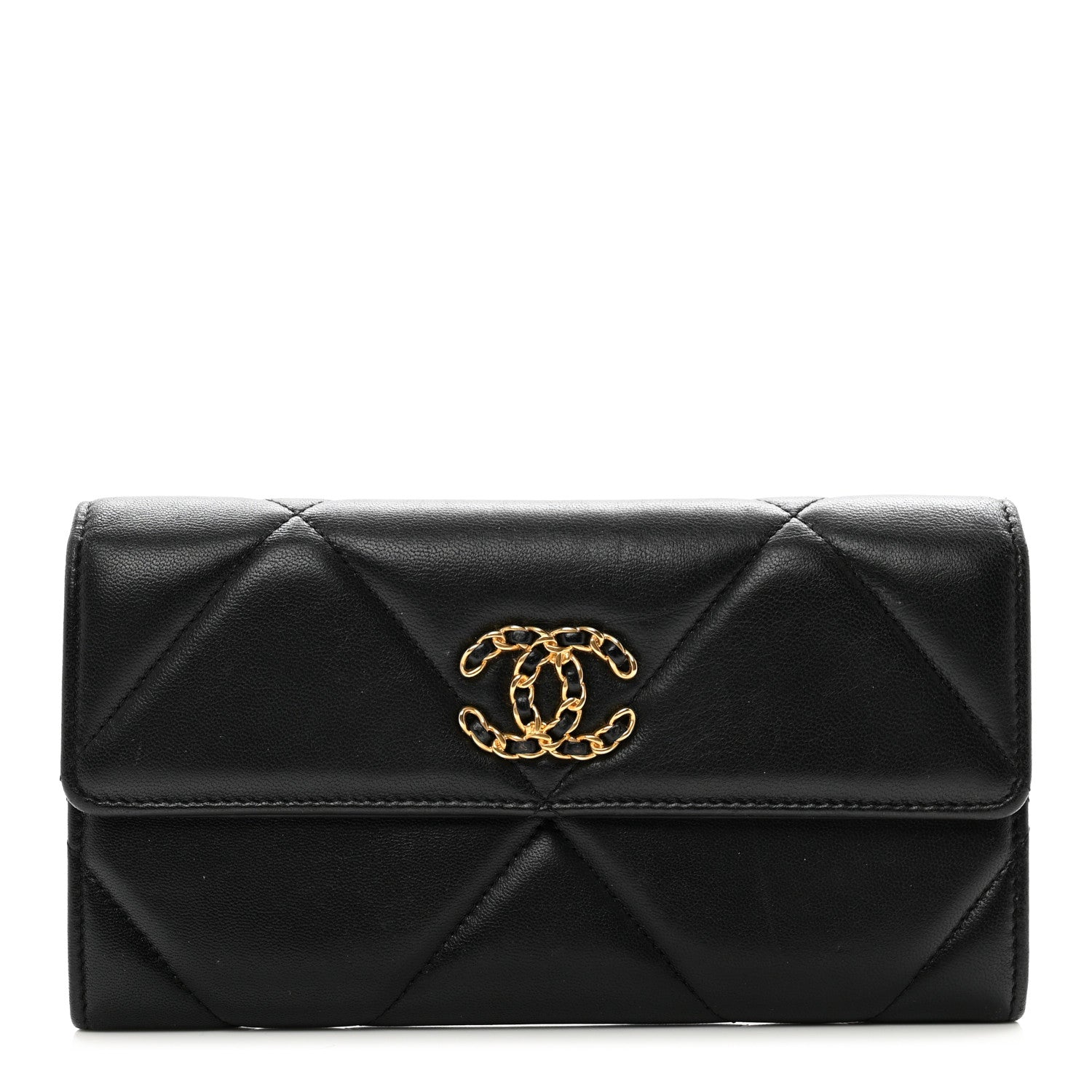 Chanel Lambskin Quilted Chanel 19 Flap Wallet Black 1 of 10