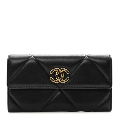 Chanel Lambskin Quilted Chanel 19 Flap Wallet Black 1 of 10