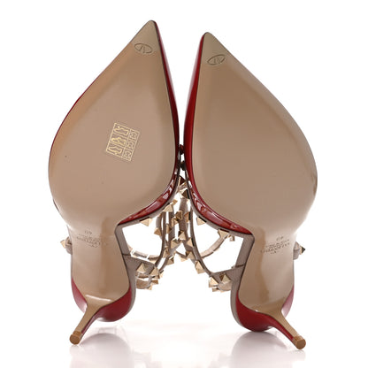 Valentino Garavani Patent Nappa Rockstud Ankle Strap 65mm Pumps 40 Rosso Valentino Poudre 5 of 9
