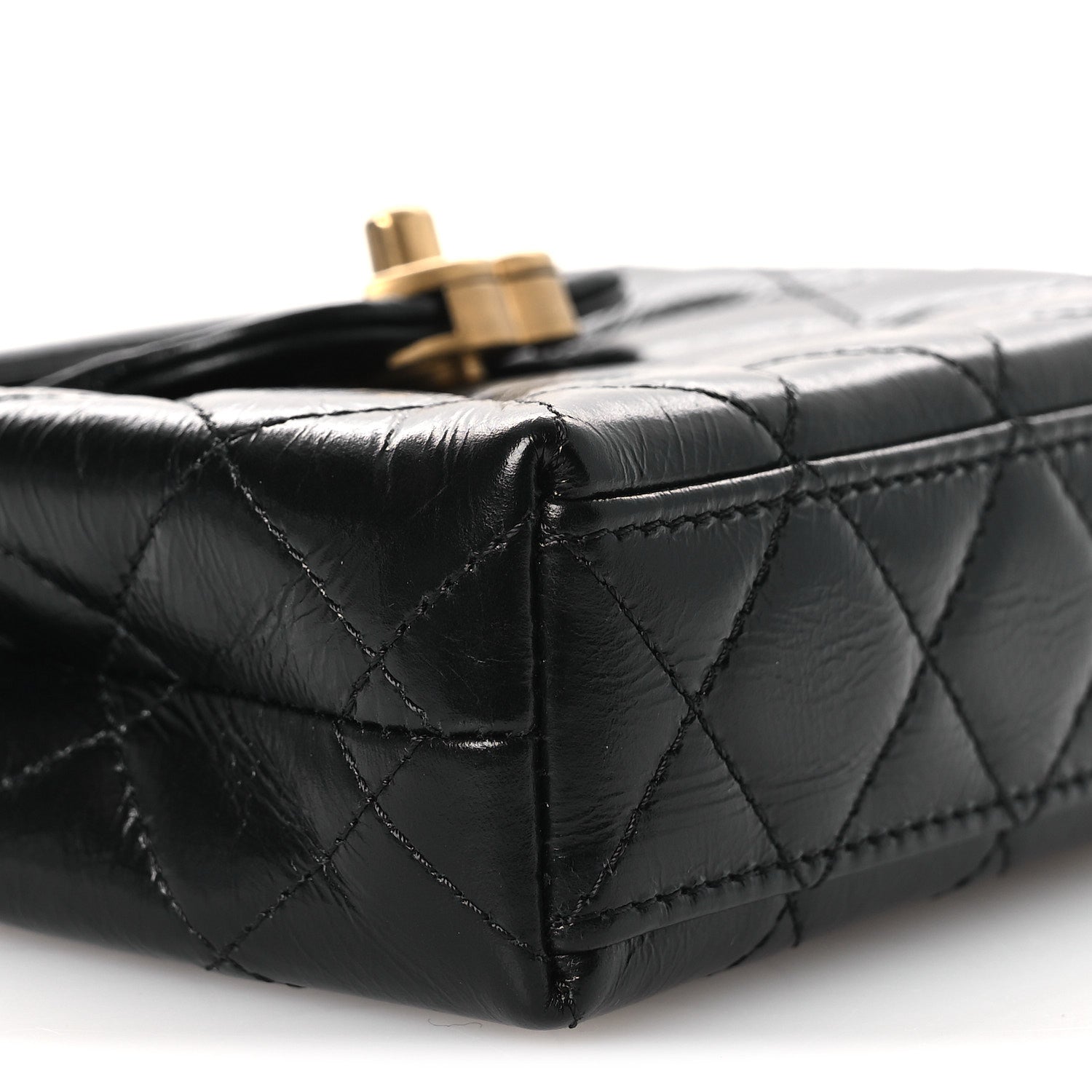 Chanel Shiny Aged Calfskin Quilted Mini Nano Kelly Shopper Black 8 of 10