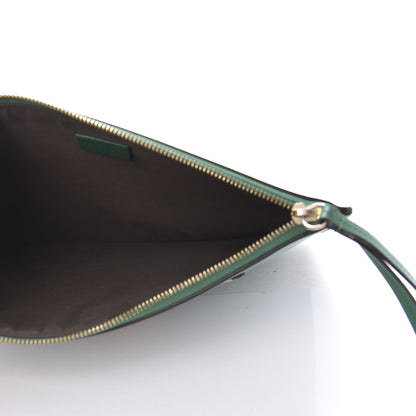 Gucci Calfskin Embroidered Large L'Aveugle Par Amour Zip Pouch Green 5 of 10