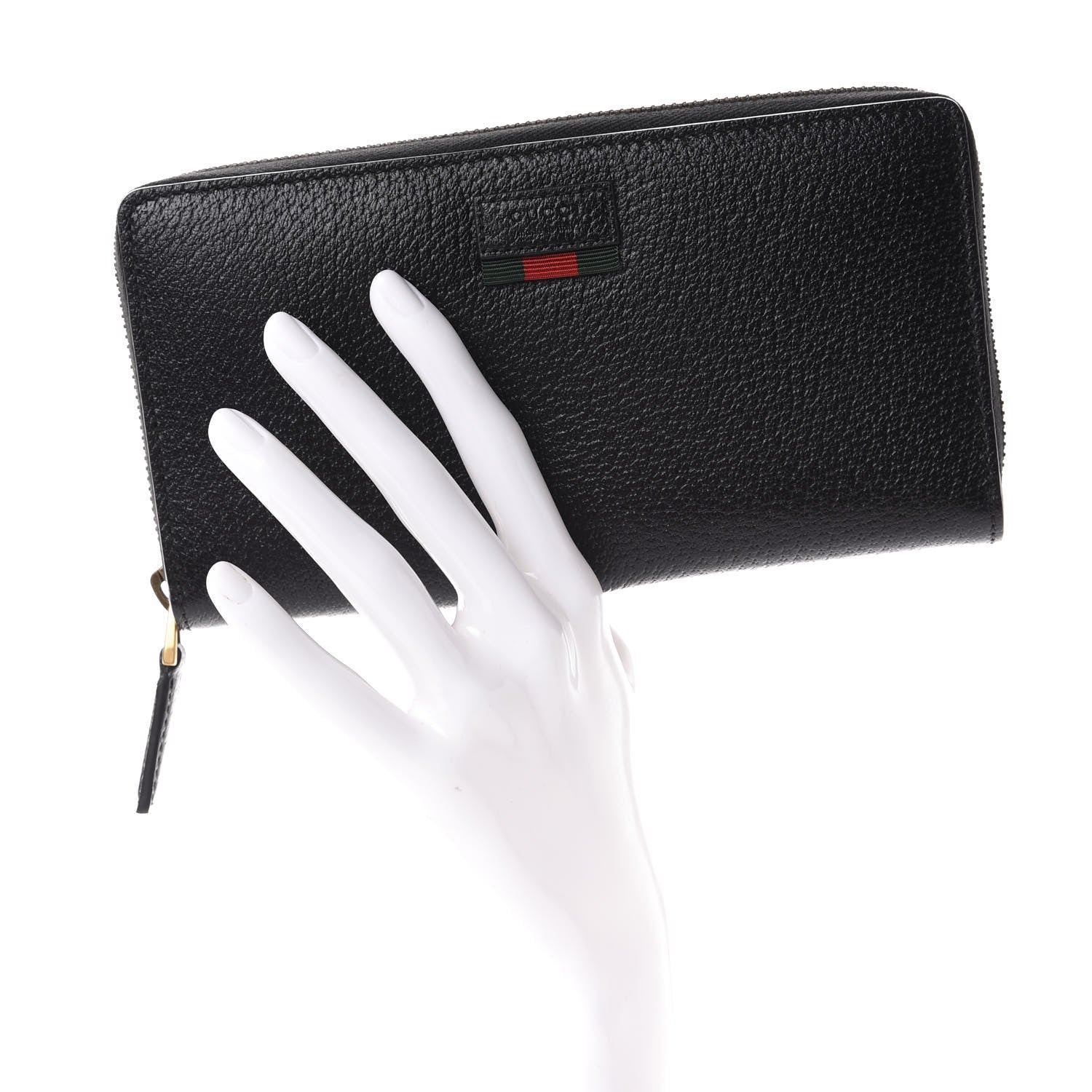 Gucci Calfskin Web Zip Around Wallet Black 2 of 6