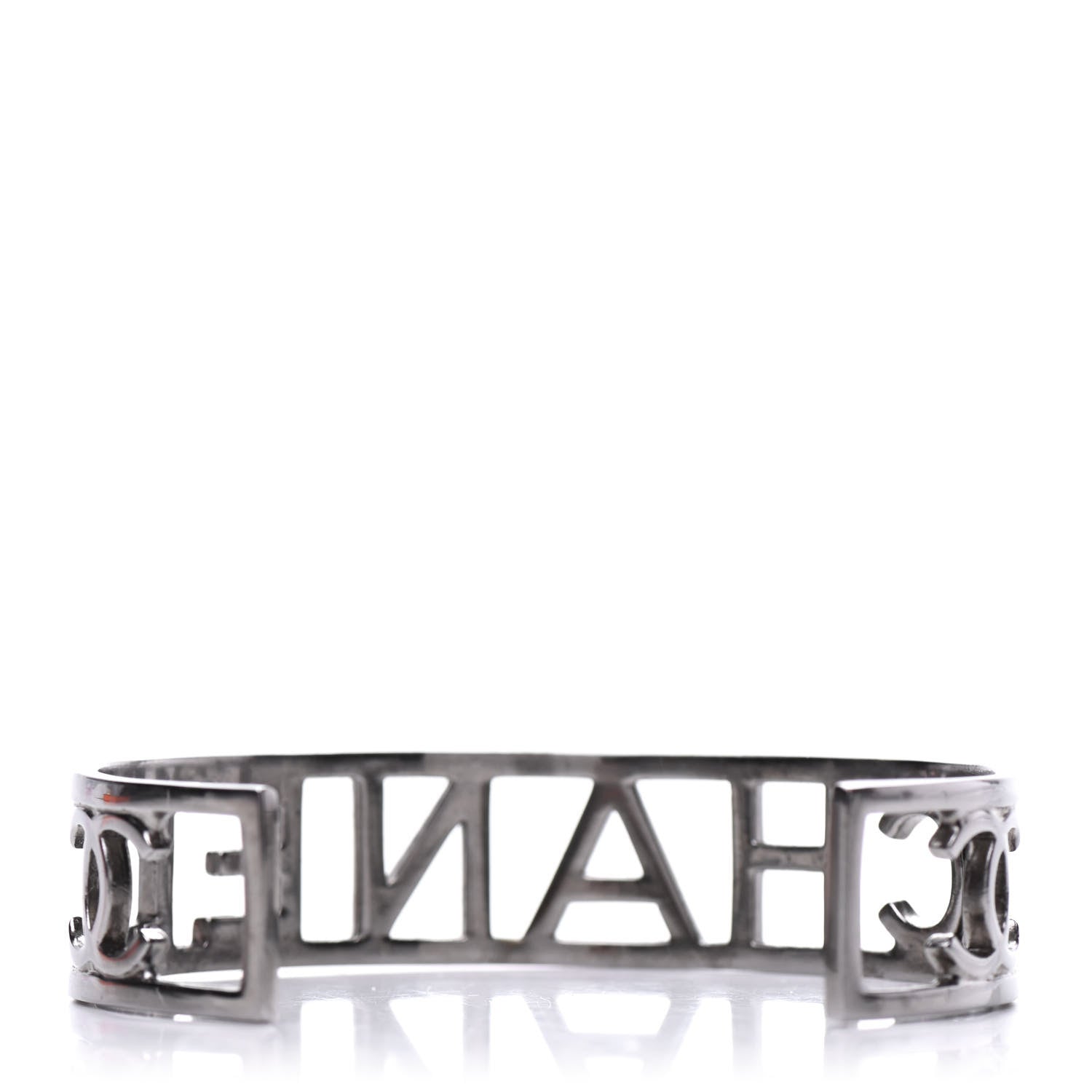 Chanel Metal Logo Cuff Silver 3 of 4