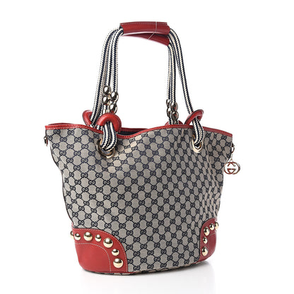 Gucci Monogram Studded Tote Navy Red 2 of 9