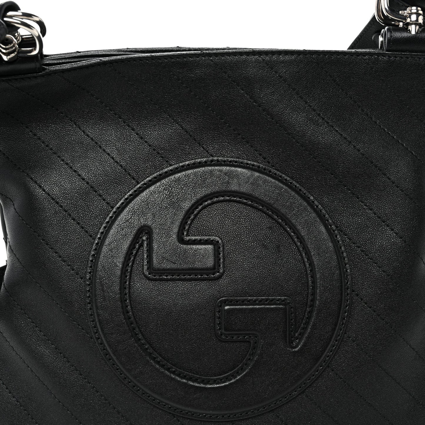 Sakai Be Green Calfskin Diagonal Stitched Small Blondie Tote  Black