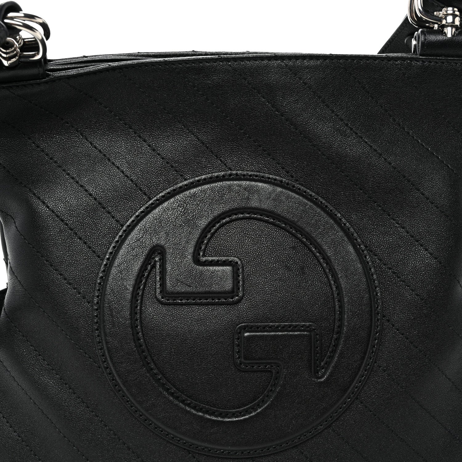 Gucci Sakai Be Green Calfskin Diagonal Stitched Small Blondie Tote  Black 9 of 11