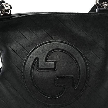 Gucci Sakai Be Green Calfskin Diagonal Stitched Small Blondie Tote  Black 9 of 11
