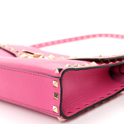 Valentino Garavani Pebbled Calfskin Medium Rockstud Flip Lock Crossbody Bag Pink Orchid 9 of 12