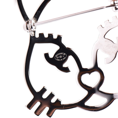 Chanel Strass Crystal Emoji Choupette Cat Brooch Silver 4 of 6