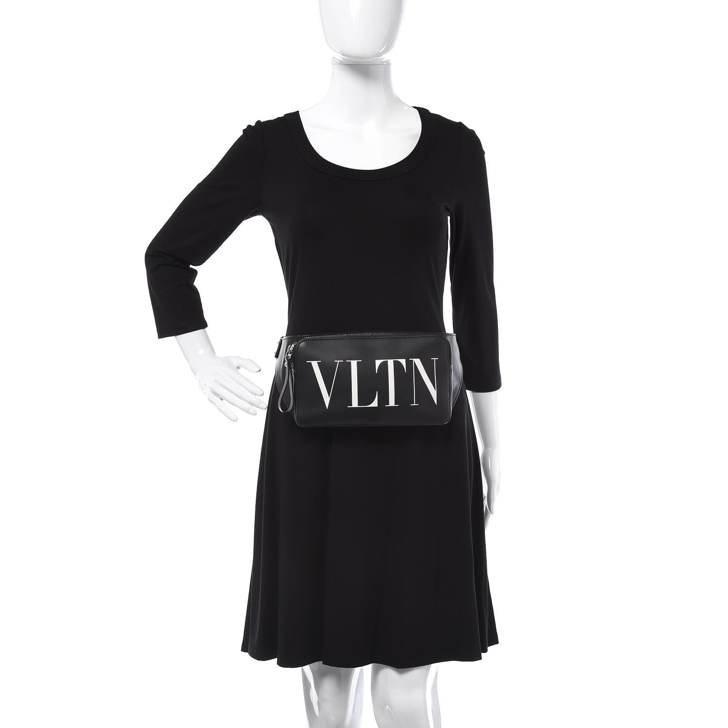 Valentino Garavani Calfskin VLTN Belt Bag Black White 2 of 7