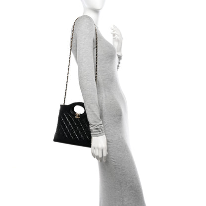 Chanel Shiny Lambskin Quilted Mini 31 Shopping Bag Black 2 of 10