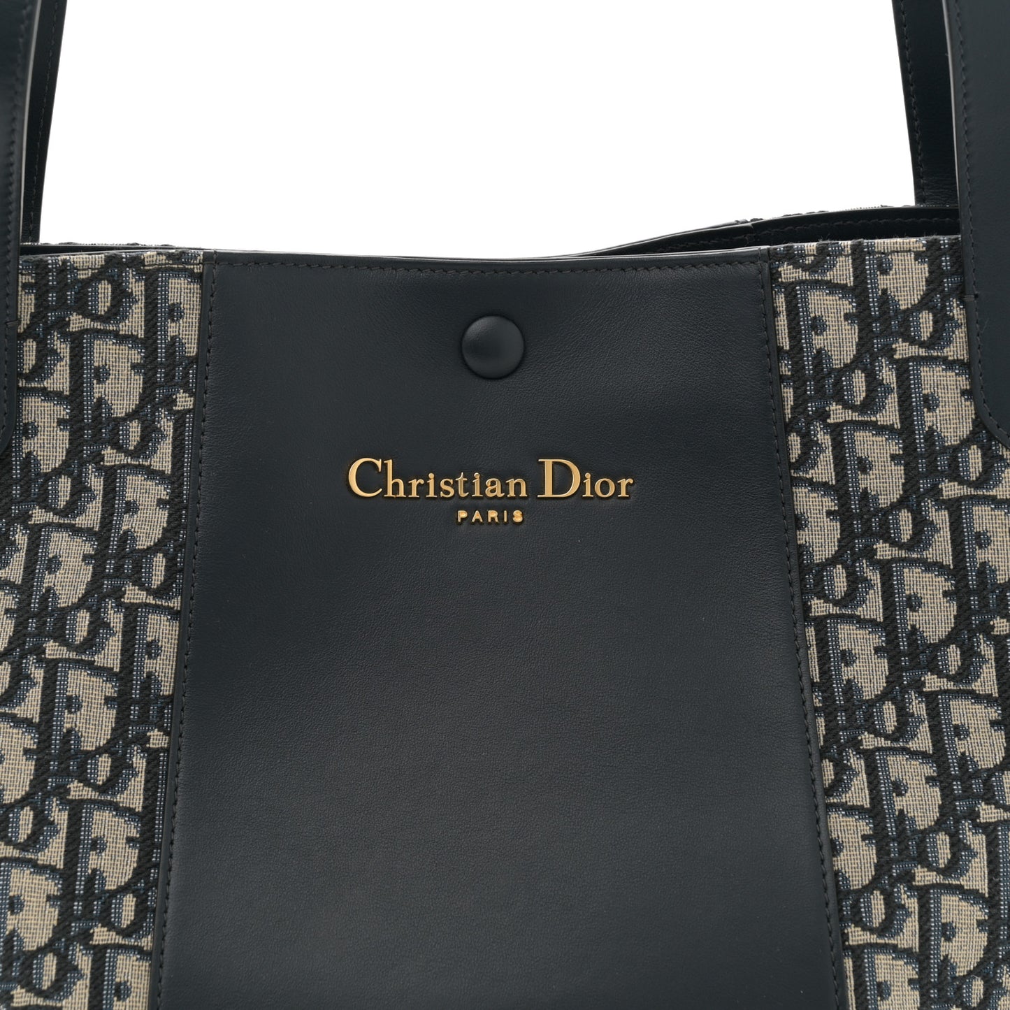 Oblique Calfskin Medium Signature Bucket Bag Blue