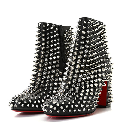 Christian Louboutin Calfskin Louise Capet Spikes 85 Boots 37 Black Silver 2 of 9