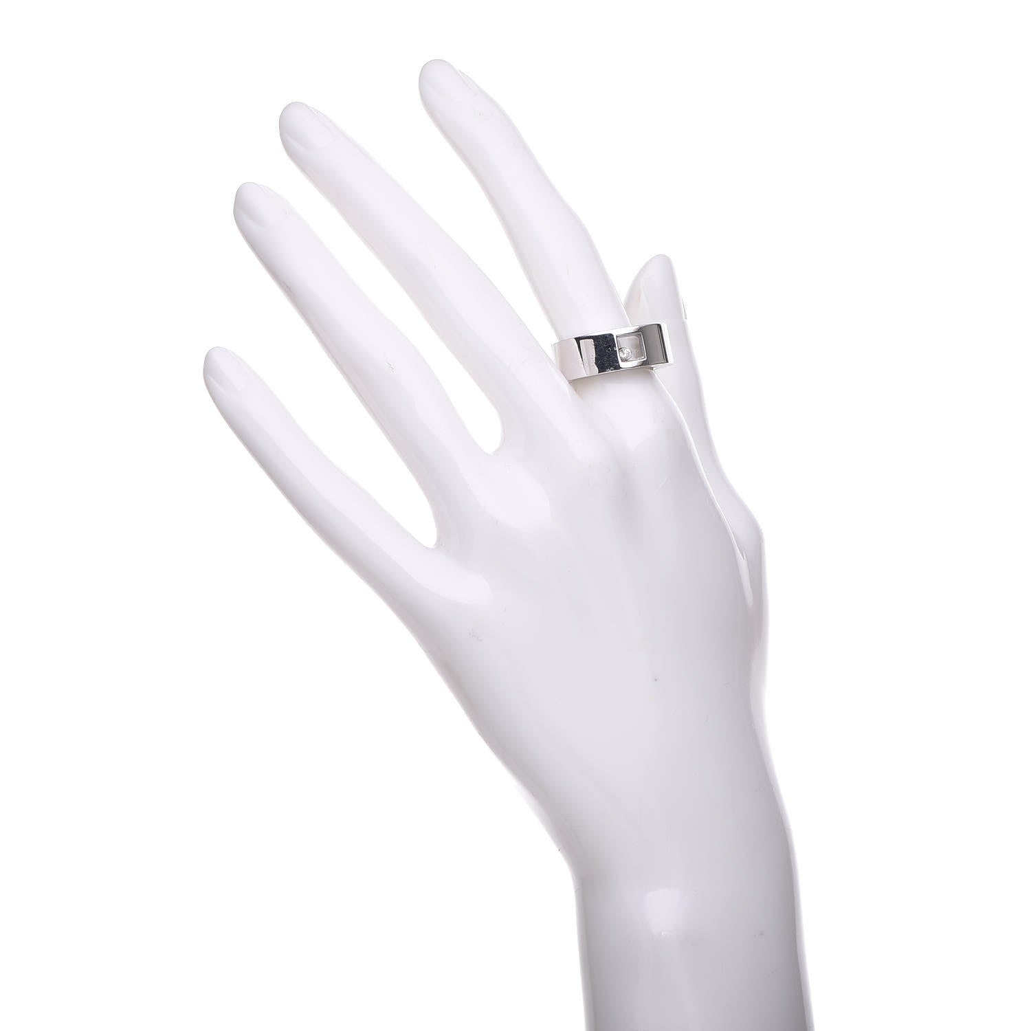 Chopard 18K White Gold Happy Diamond Square Band Ring 54 6.75 2 of 5