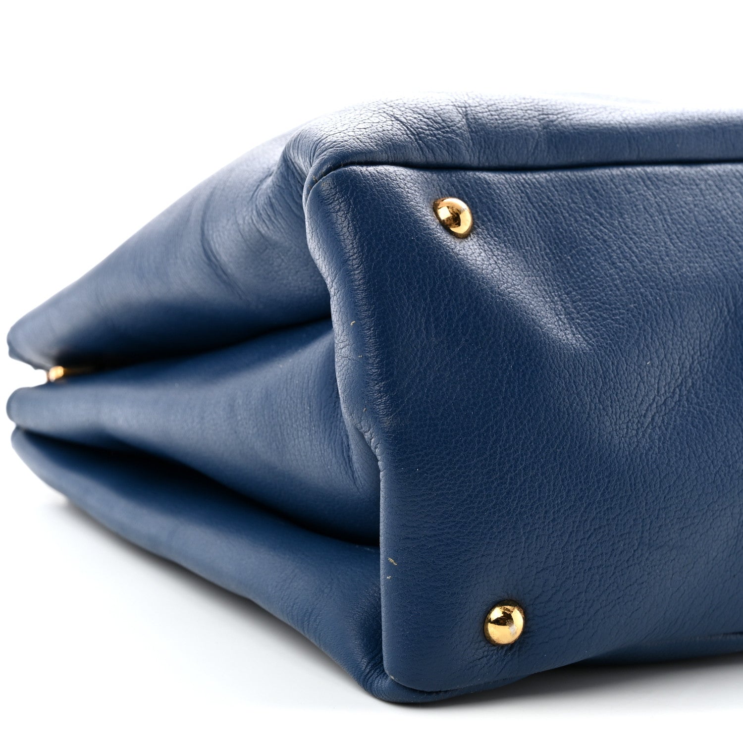 Miu Miu Goatskin Madras Top Handle Double Zip Tote Blue 9 of 13