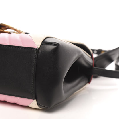 Gucci Calfskin Bamboo Trapuntata Queen Margaret Top Handle Bag Blue Agata Hibiscus Red Mystic White Sugar Pink 10 of 12