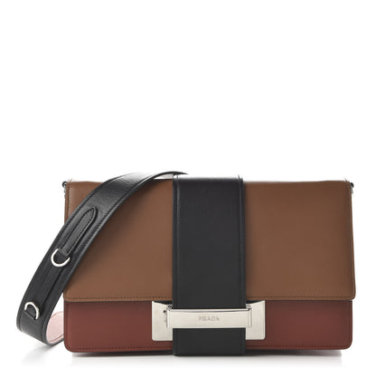 Prada City Calf Ribbon Bag Cognac Cotto Black 1 of 9