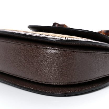 Gucci Monogram Jumbo GG Textured Dollar Calfskin Web Small Bamboo 1947 Top Handle Bag Camel Ebony New Acero 9 of 11