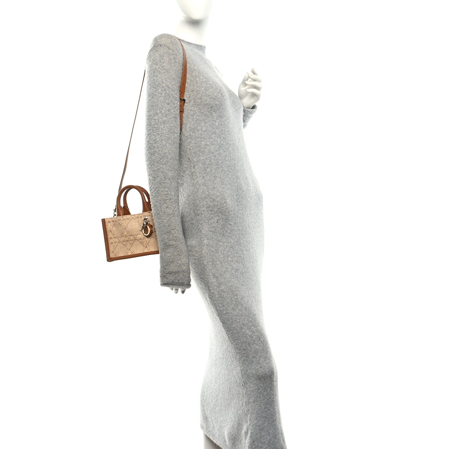 Christian Dior Raffia Cannage Mini Dior Book Tote Beige 2 of 9