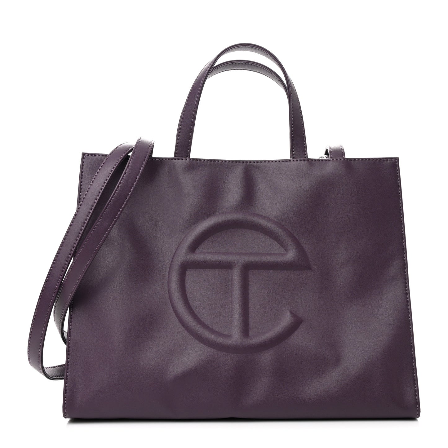 Vegan Leather Medium Shopping Bag Eggplant