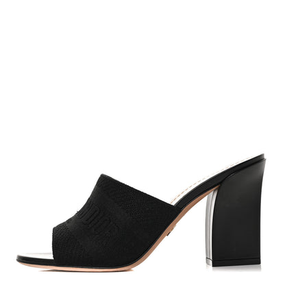 Christian Dior Cotton Embroidered Dway 85mm Slide Sandals 38.5 Black 1 of 9