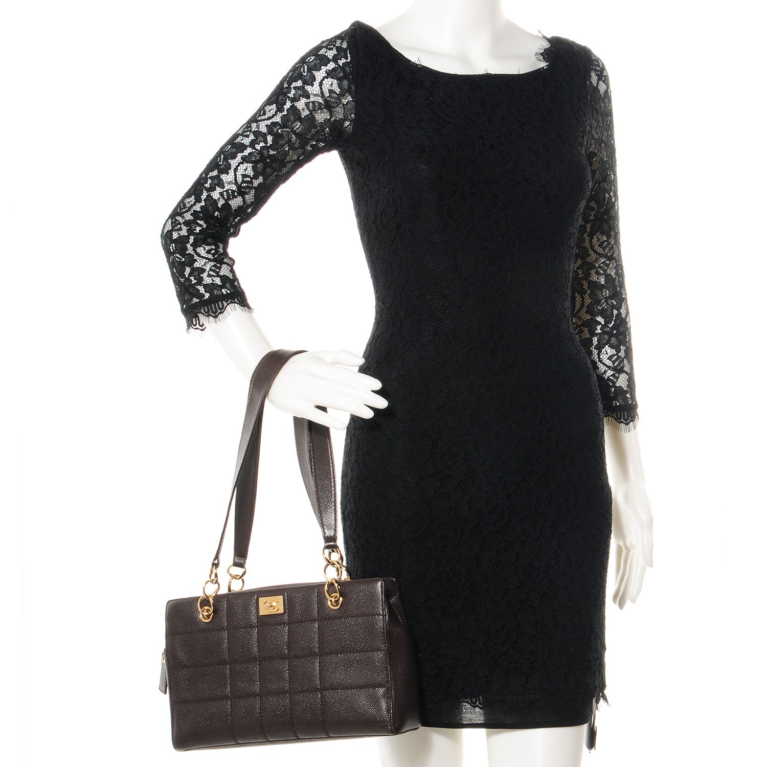 Chanel Caviar Square Stitched Shoulder Bag Brown 2 of 7