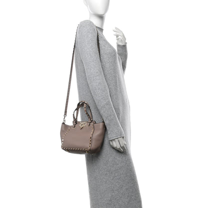 Valentino Garavani Pebbled Calfskin Mini Rockstud Tote Poudre 2 of 9