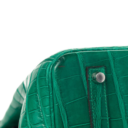 Hermes Matte Alligator Birkin 35 Malachite 9 of 18