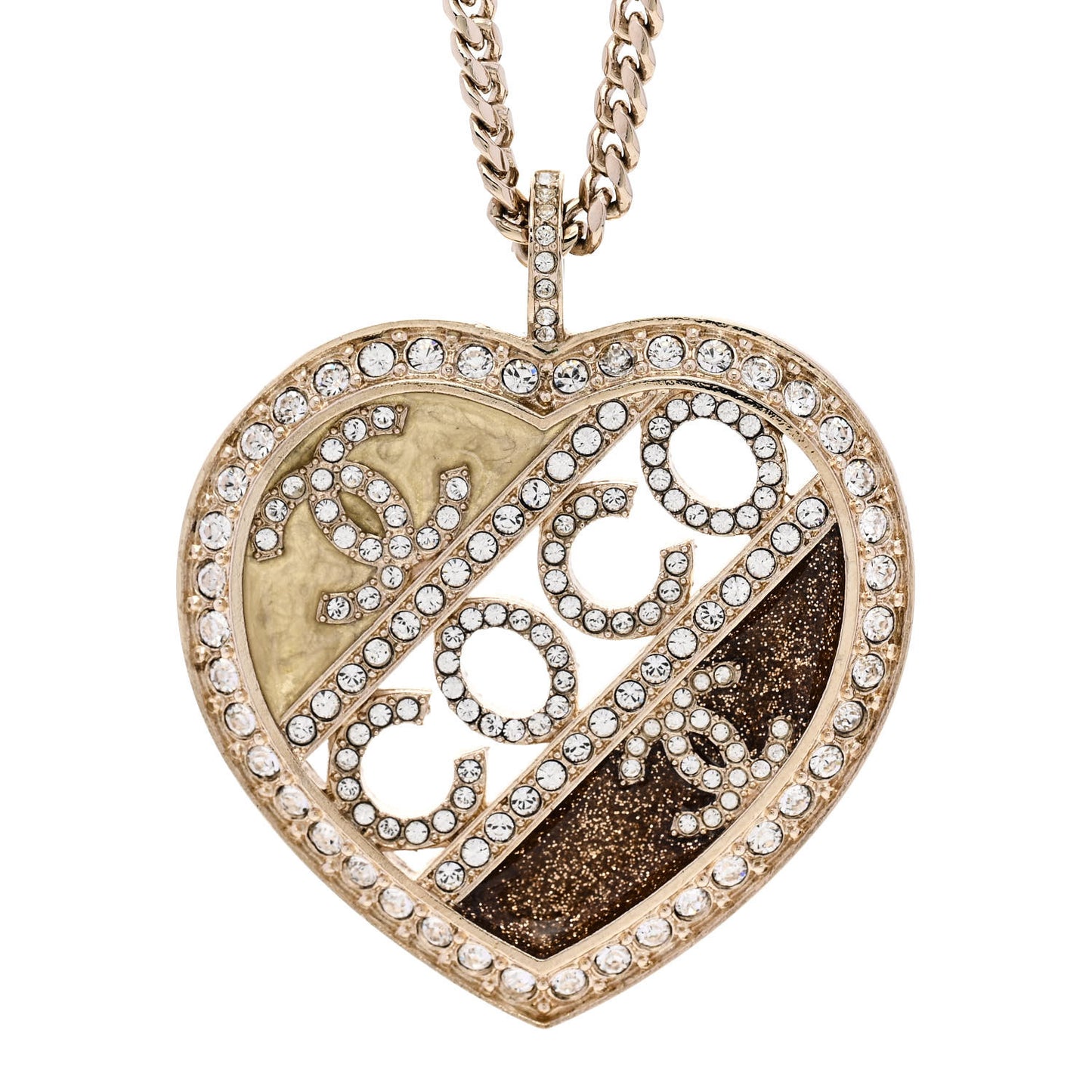 Crystal Crystal CC Coco Heart Necklace Gold