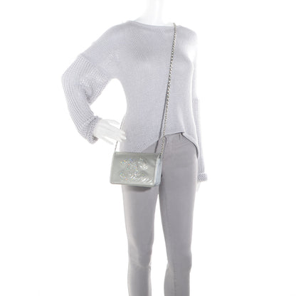 Chanel Patent Strass Wallet On Chain WOC Silver 2 of 8