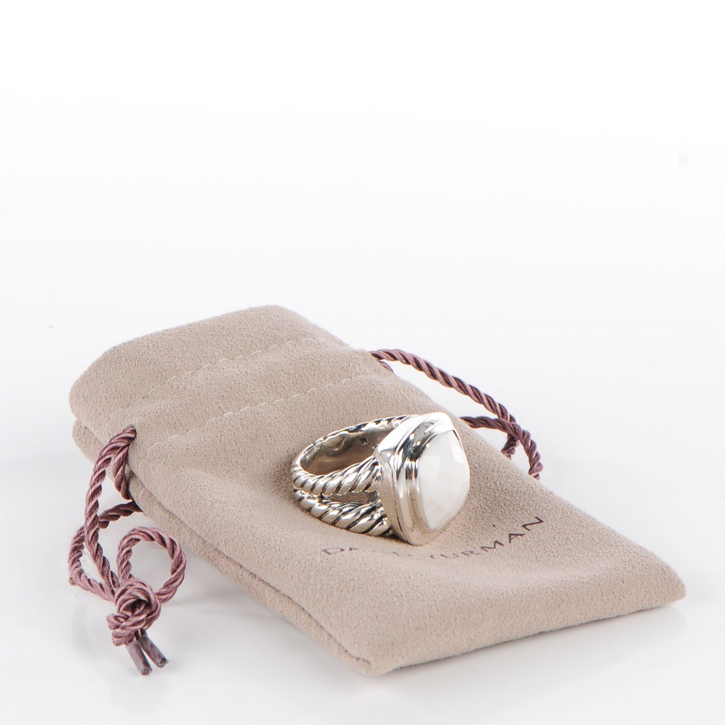 Sterling Silver White Agate 14mm Albion Ring 52 6