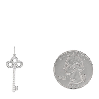 Tiffany Platinum Diamond .12ct Fleur De Lis Key Pendant 2 of 5