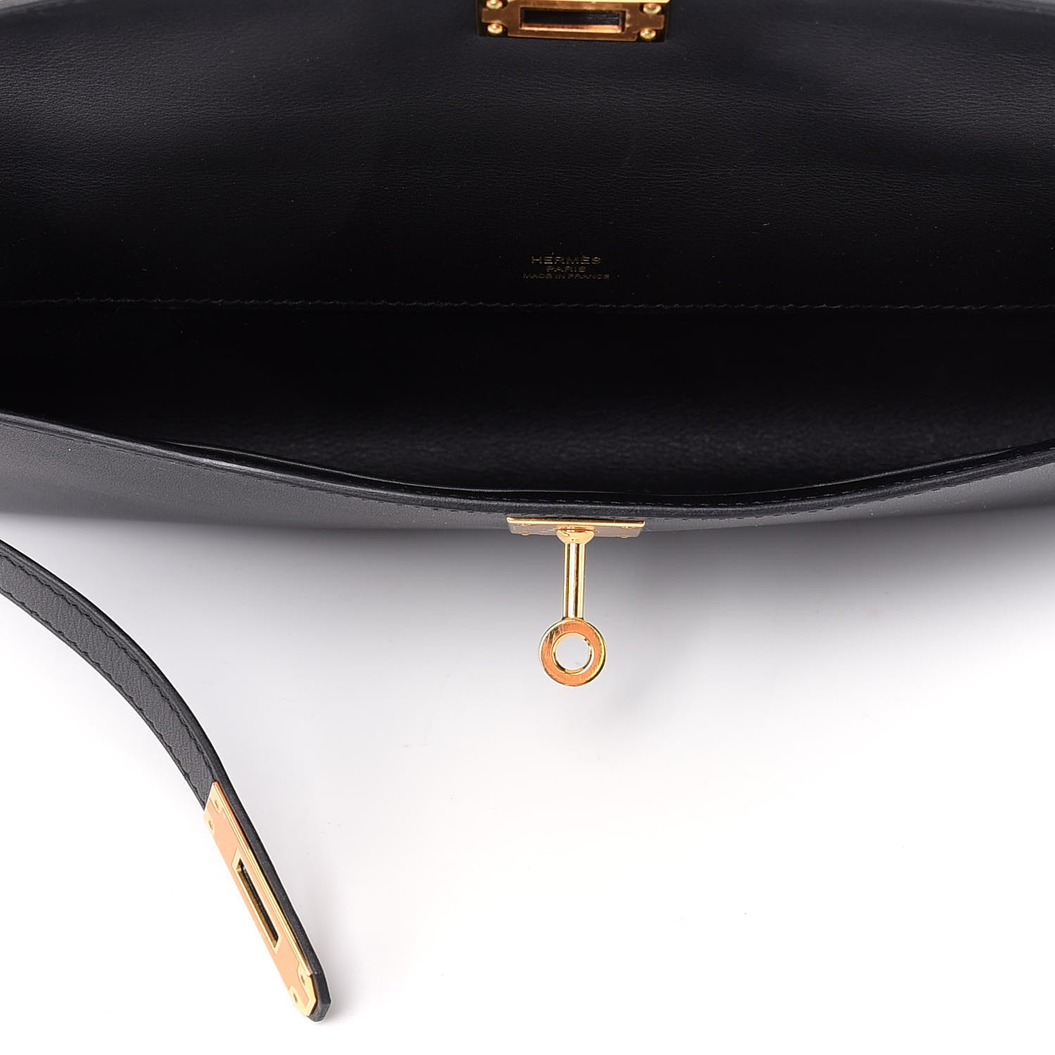 Hermes Swift Kelly Cut Clutch Pochette Black 5 of 8
