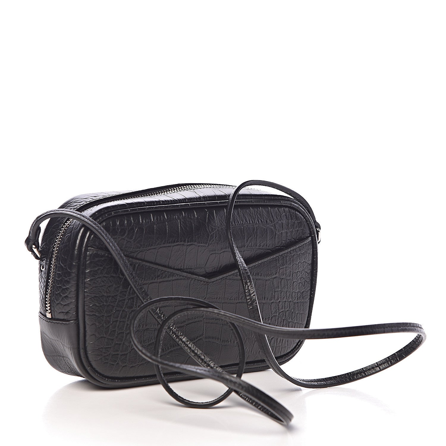 Saint Laurent Calfskin Crocodile Embossed Mini Lou Camera Bag Black 3 of 11