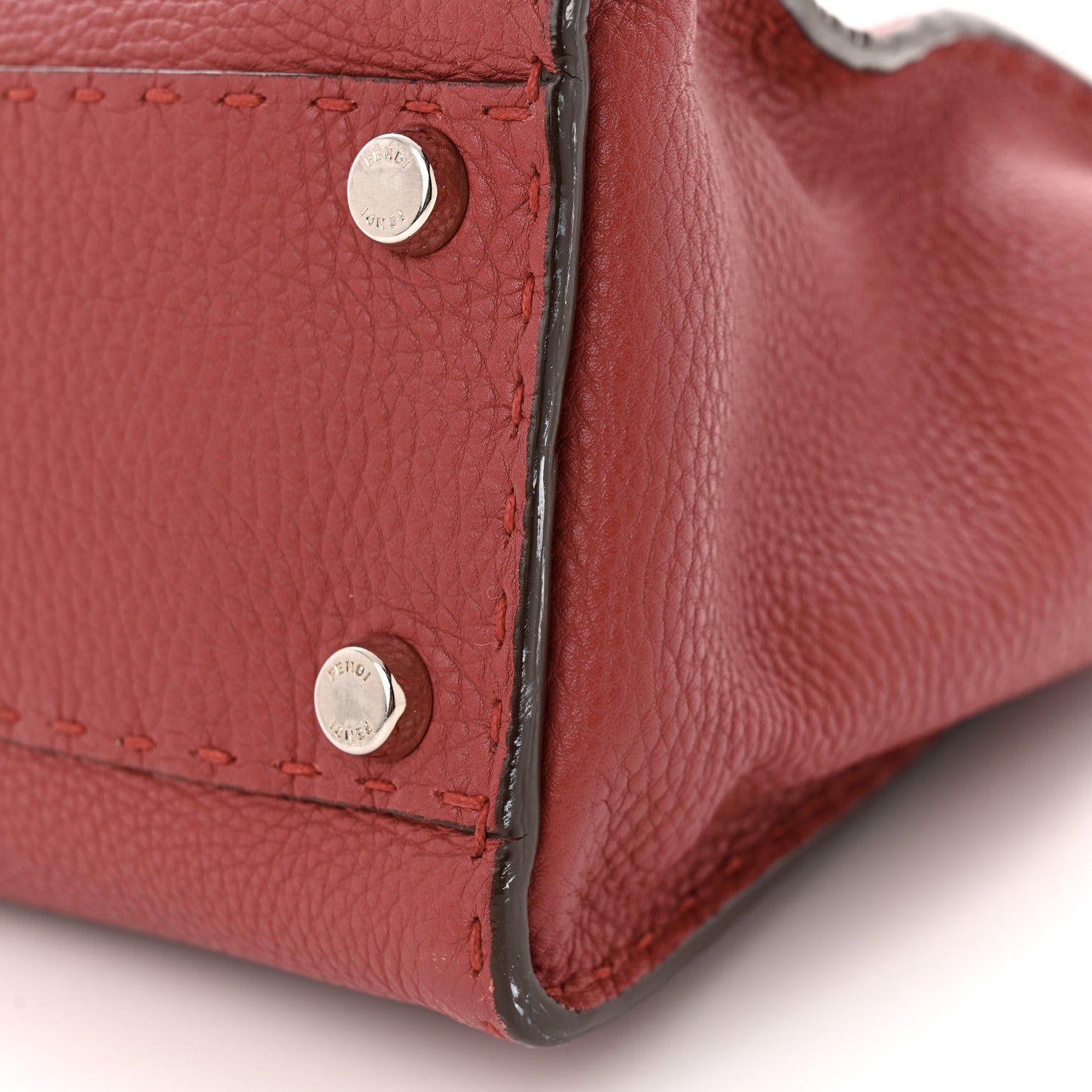 Fendi Cuoio Romano Selleria Bi-Color Medium Peekaboo Iconic Satchel Rosso Latte 13 of 15