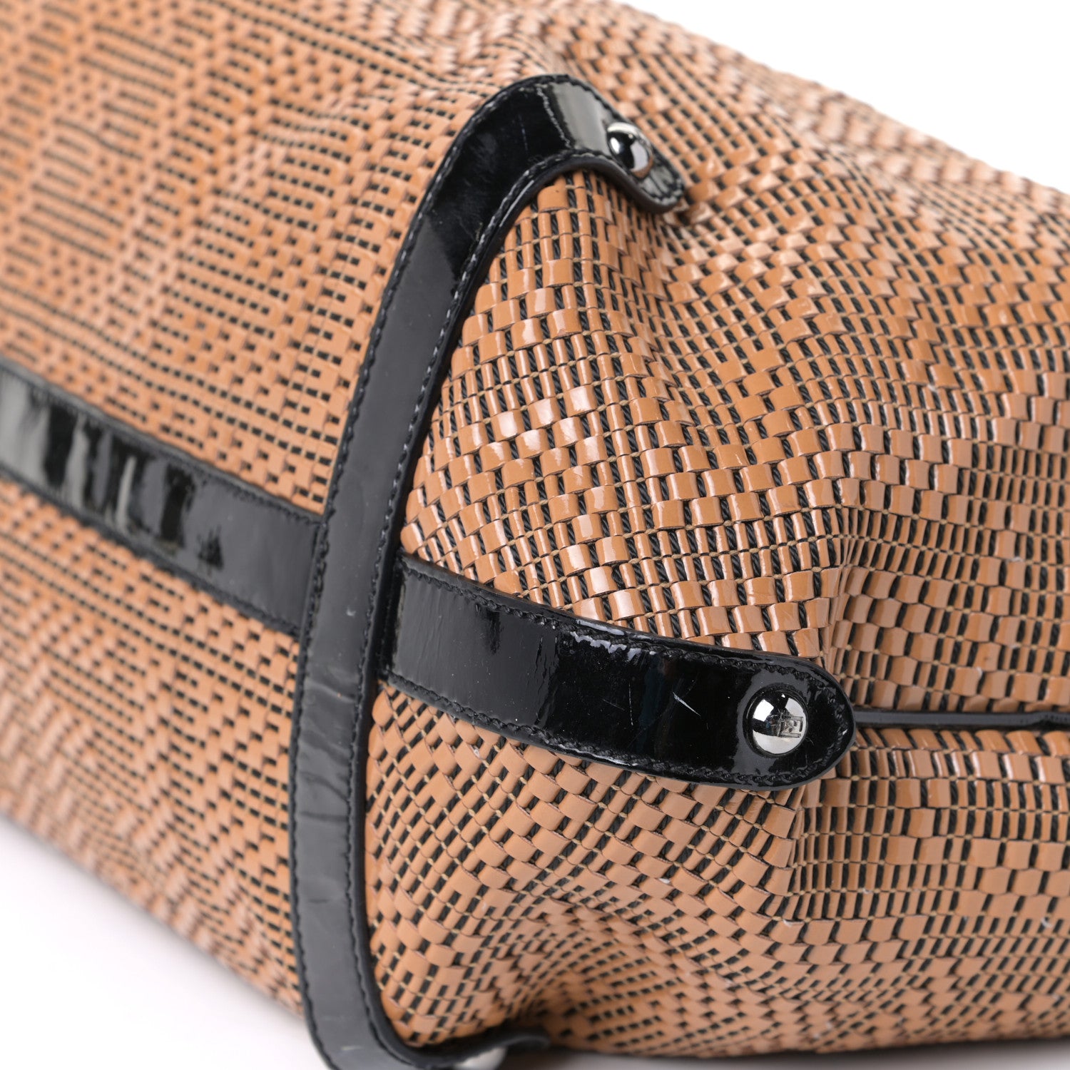 Fendi Canvas Patent Calfskin Woven Forever Hobo Mou Black 6 of 13