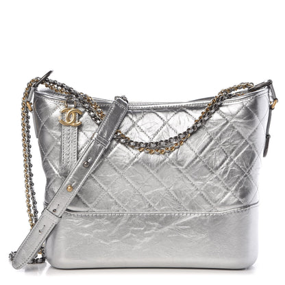 Chanel Metallic Lambskin Calfskin Quilted Medium Gabrielle Hobo Silver 1 of 10