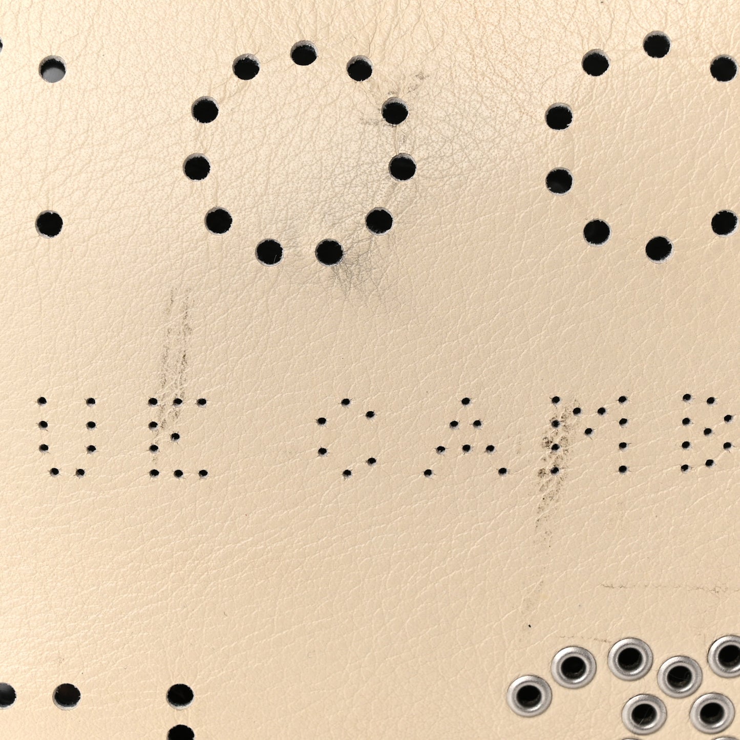 Calfskin Tweed Small Logo Eyelets Shopping Tote Beige