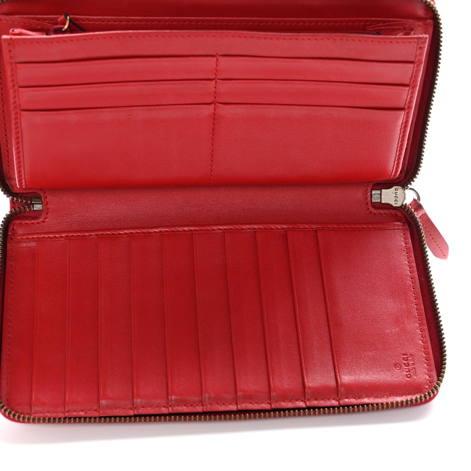 Gucci Calfskin Matelasse GG Marmont Zip Around Wallet Hibiscus Red 5 of 13