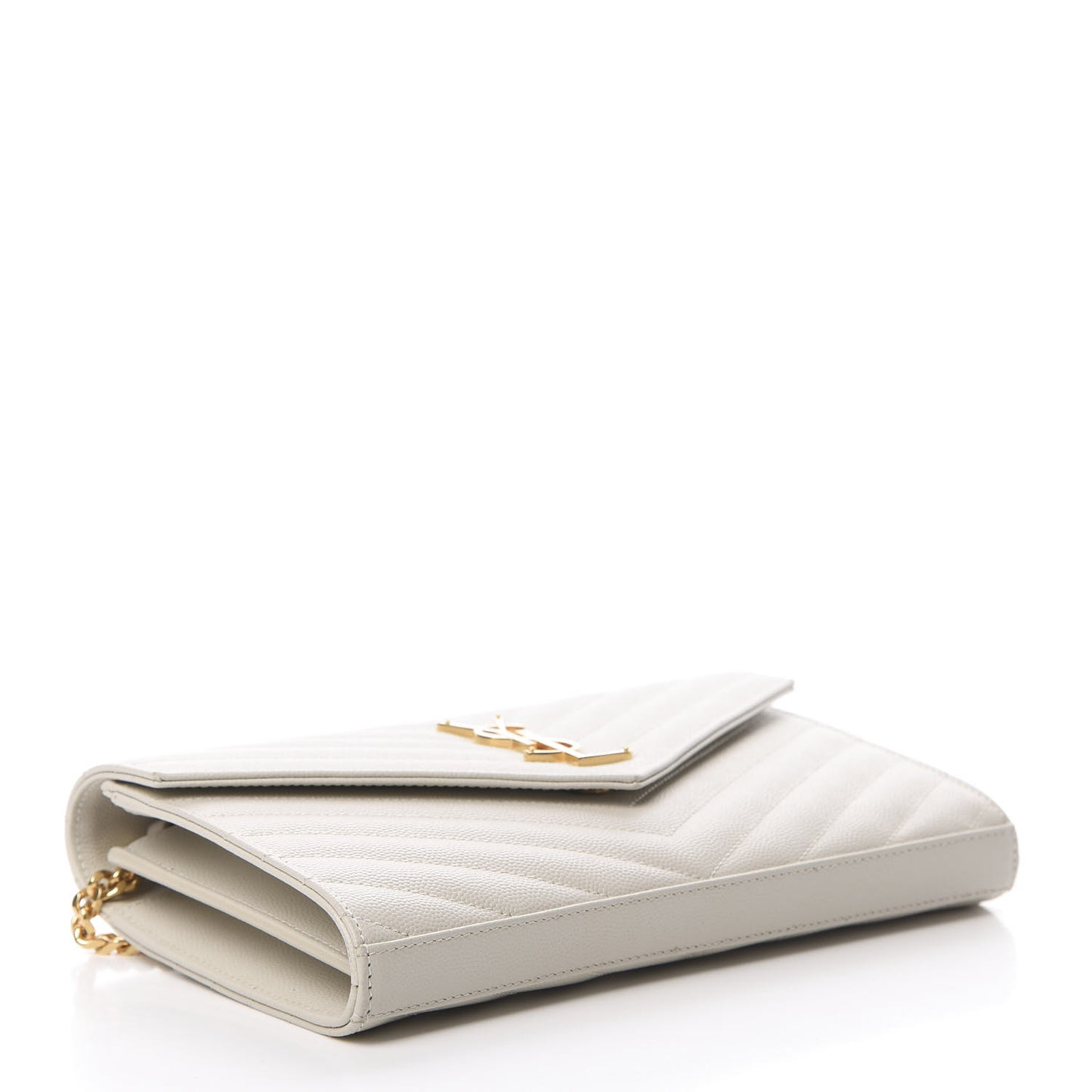 Grain De Poudre Matelasse Chevron Monogram Chain Wallet Crema Soft