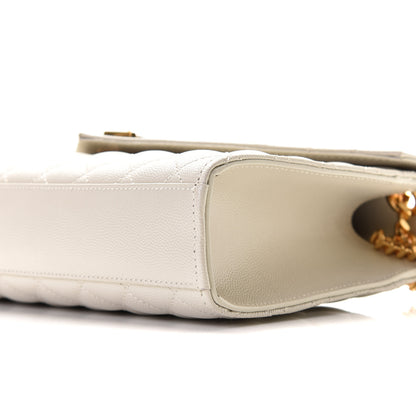 Saint Laurent Grain De Poudre Textured Mixed Matelasse Medium Triquilt Monogram Satchel Crema Soft 7 of 11