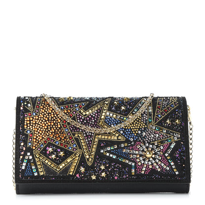 Christian Louboutin Calfskin Beaded Loubiclutch Star Chain Wallet Black 1 of 9
