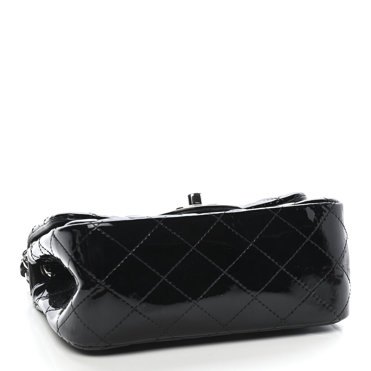 Patent Calfskin Quilted Mini Square Flap Black