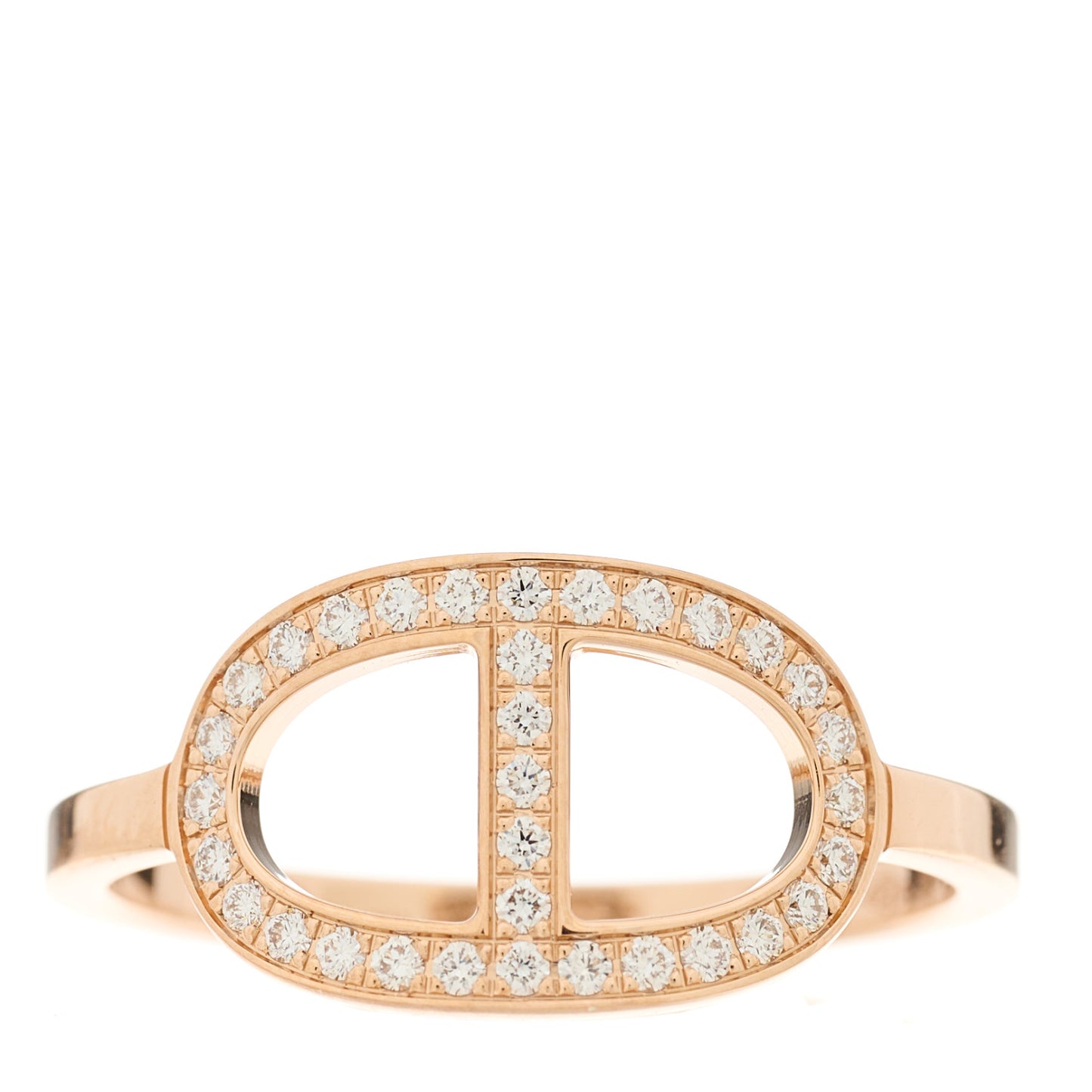 18K Rose Gold Diamond MM Chaine d'Ancre Contour Ring 57 8