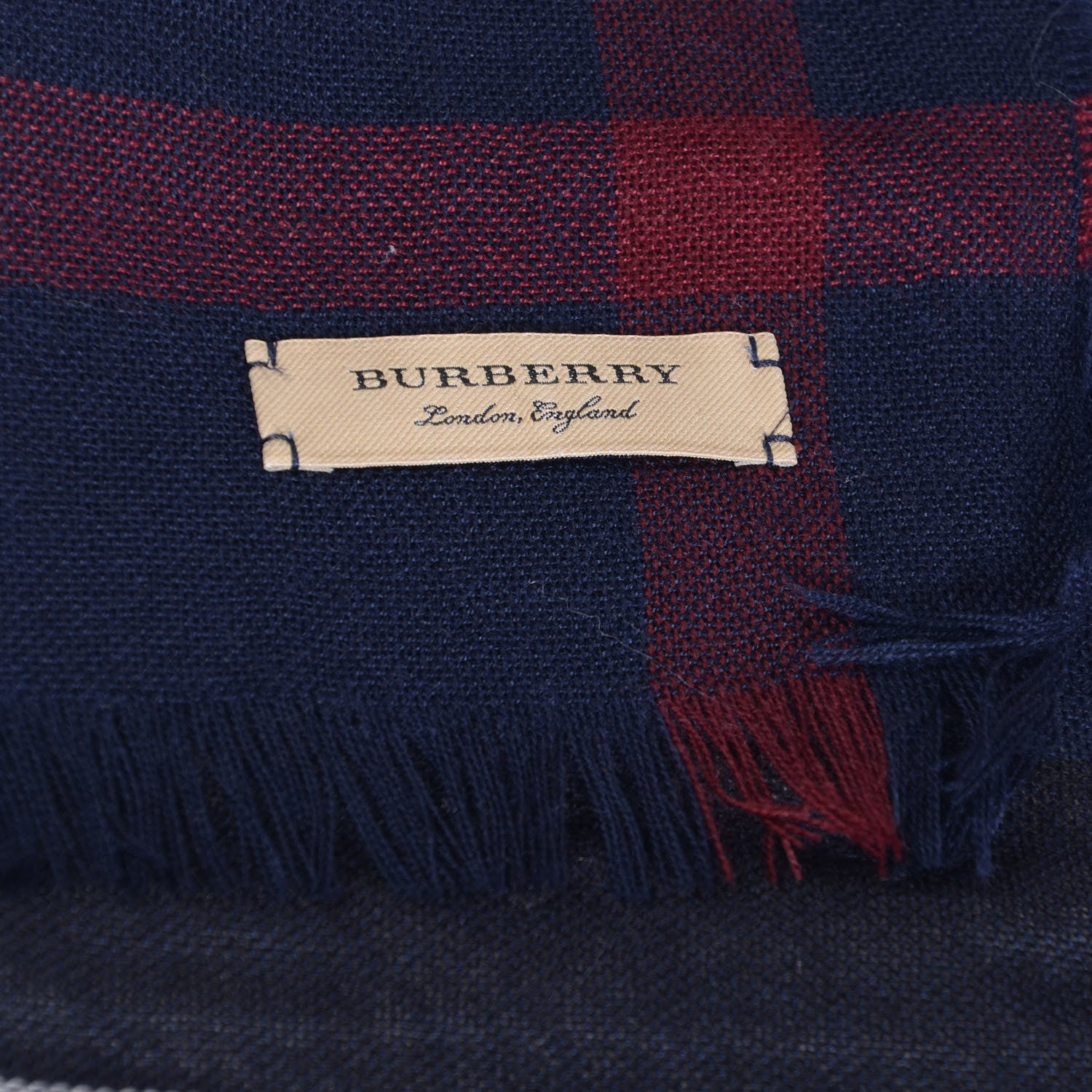 Burberry Wool Cashmere Check Lightweight Scarf Navy 4 of 5
