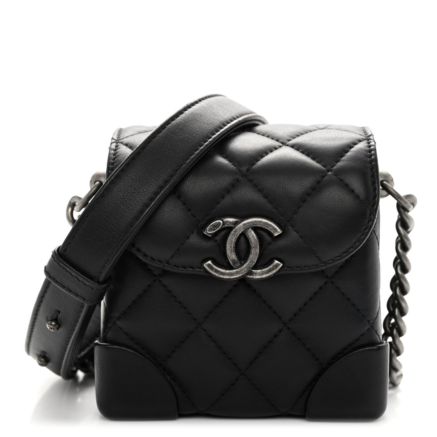 CHANEL ブラック レザー ケース CHANEL（シャネル） マトラッセ コインケース 小銭入れ コンパクト財布